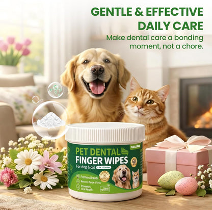 Pet Tooth Brushing Kit, 60Ct Teeth Cleaning Wipes for Dogs & Cats