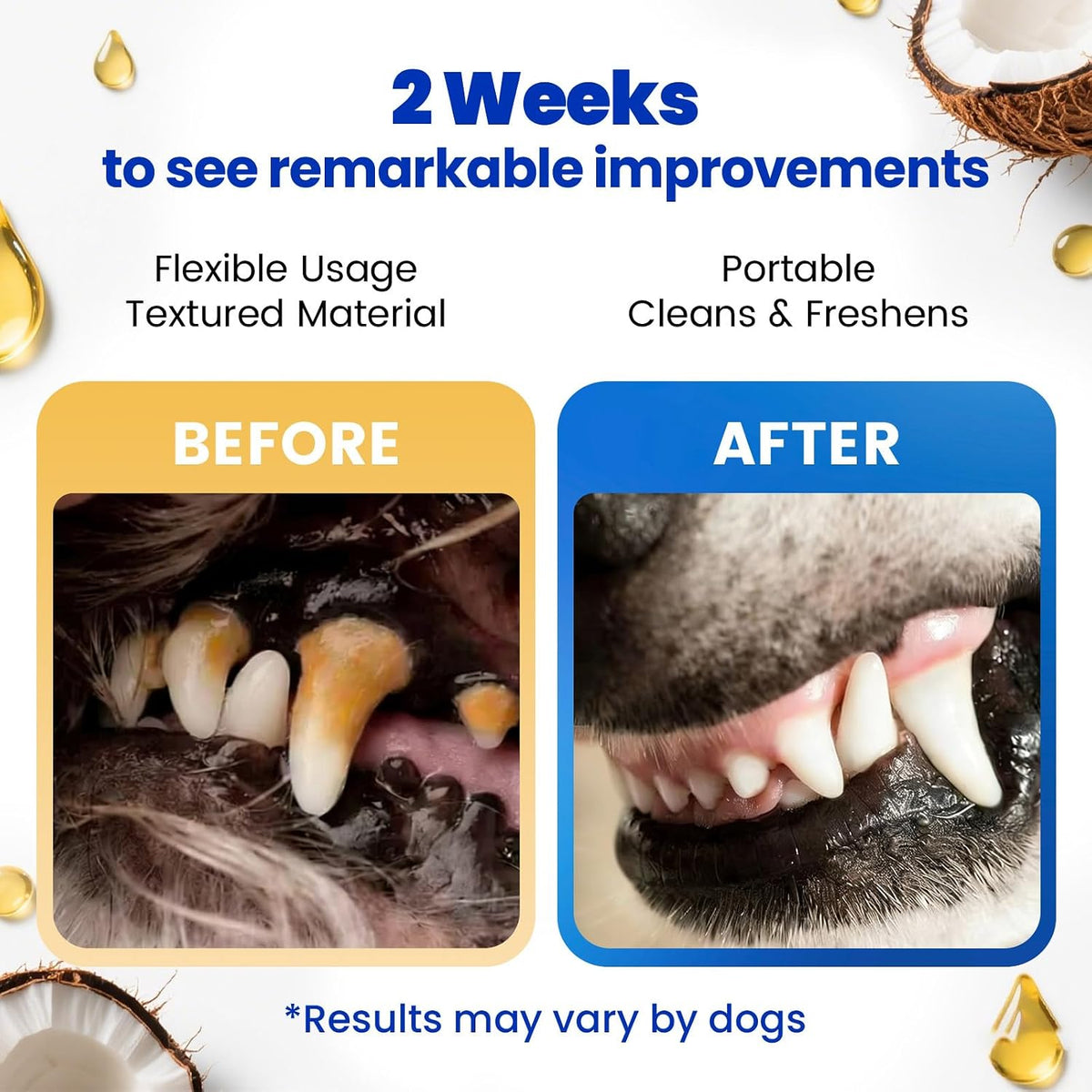 Pet Tooth Brushing Kit, 60Ct Teeth Cleaning Wipes for Dogs & Cats
