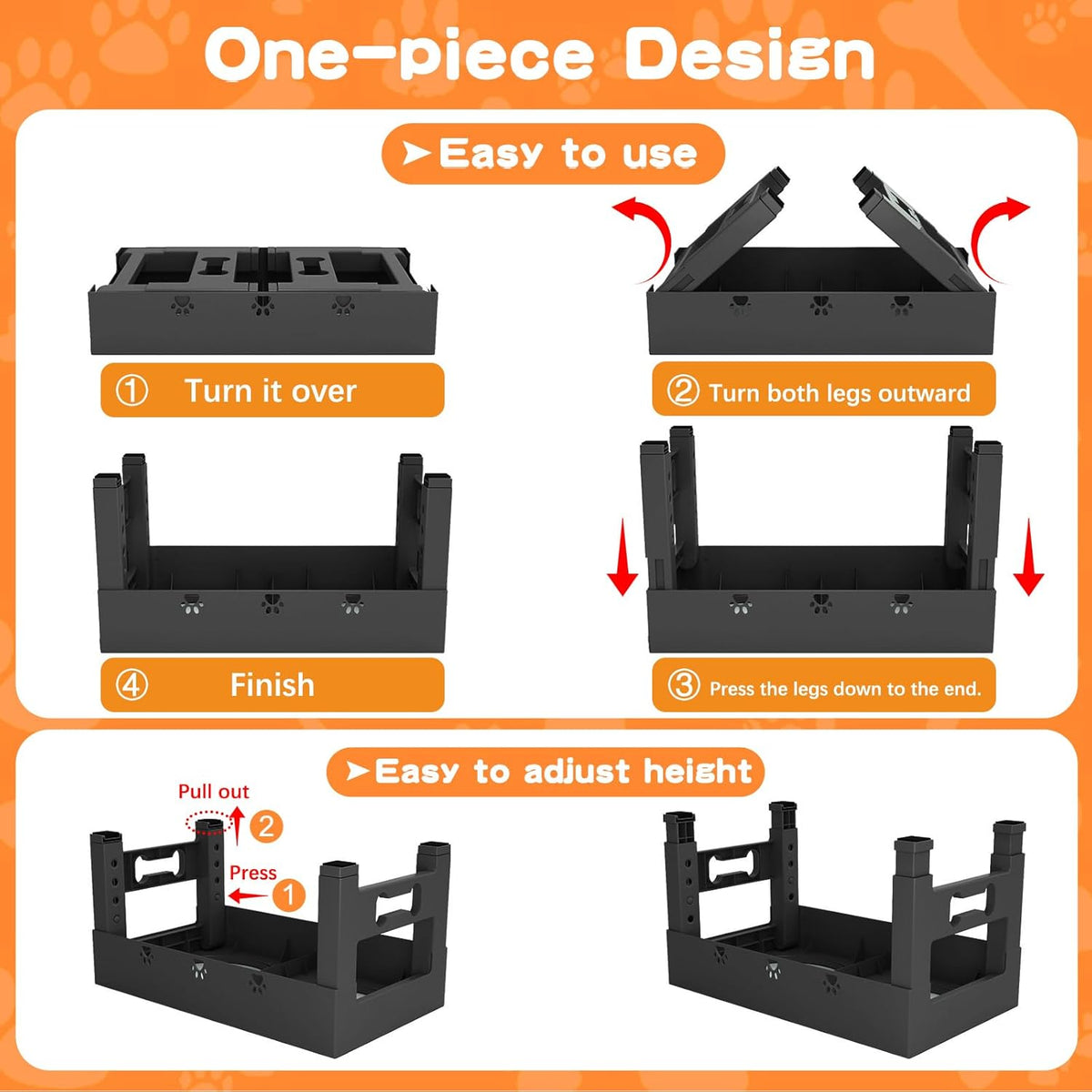 Elevated Dog Bowls with 2 Stainless Steel Bowls, 5-Height Adjustable Stand (3.1", 9" to 12"), for Improved Digestion & Neck Support, Easy Clean, Non-Slip Base Raised Feeder for Medium Large Dogs