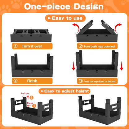 Elevated Dog Bowls with 2 Stainless Steel Bowls, 5-Height Adjustable Stand (3.1", 9" to 12"), for Improved Digestion & Neck Support, Easy Clean, Non-Slip Base Raised Feeder for Medium Large Dogs