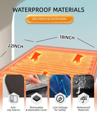 Pressure Activated Pet Heating Pad 18 x 22,Gravity Sensing,Automatic or Manual Mode,Heated Dog Bed with Timer,Adjustable Temperature,Chew Resistant Cord,Waterproof & Washable Heated Pet Bed Mat