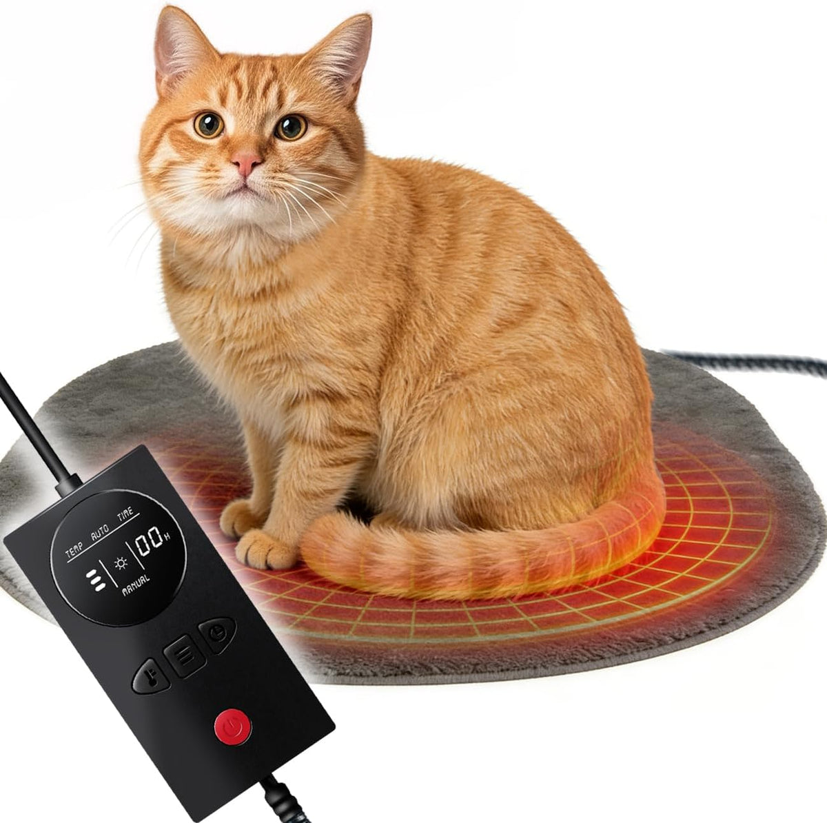 Pressure Activated Pet Heating Pad 18 x 22,Gravity Sensing,Automatic or Manual Mode,Heated Dog Bed with Timer,Adjustable Temperature,Chew Resistant Cord,Waterproof & Washable Heated Pet Bed Mat