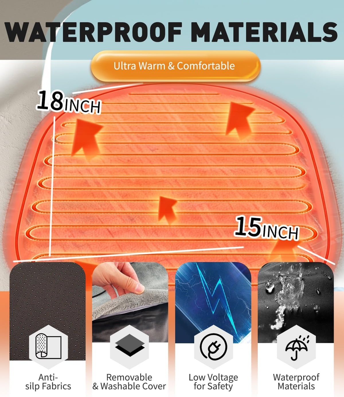 Pressure Activated Pet Heating Pad 18 x 22,Gravity Sensing,Automatic or Manual Mode,Heated Dog Bed with Timer,Adjustable Temperature,Chew Resistant Cord,Waterproof & Washable Heated Pet Bed Mat