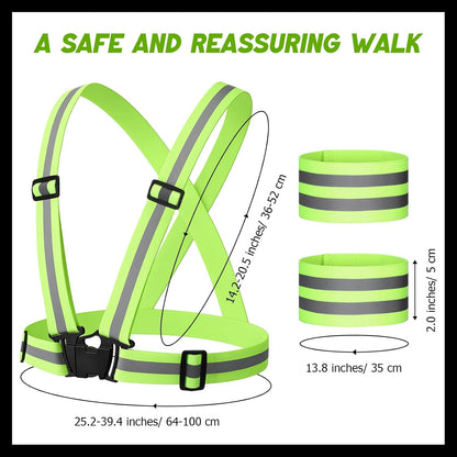 4 Pcs Reflective Running Gear for Dog Walking Reflective Vest Adjustable High Visibility, Sports Wristbands, Dog Safety Vest for Pets Outdoor Walking Cycling Camping(Fluorescent Green)