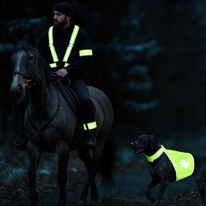 4 Pcs Reflective Running Gear for Dog Walking Reflective Vest Adjustable High Visibility, Sports Wristbands, Dog Safety Vest for Pets Outdoor Walking Cycling Camping(Fluorescent Green)