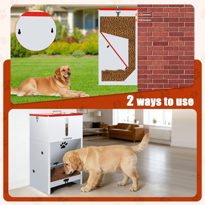 60 lbs Large Automatic Dog Feeder, Outdoor Heavy Duty Pet Feeder for Large Breed Dogs, with Viewing Window and Lockable Door