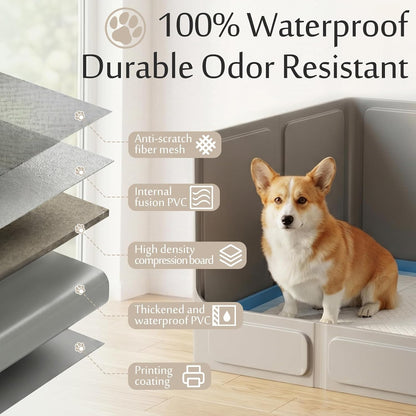 Dog Litter Box with High Walls, Foldable Pee Pad Holder, 33×22×16"