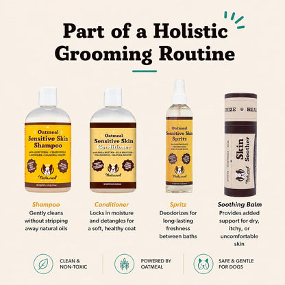 Sensitive Skin Dog Shampoo – Hypoallergenic Oatmeal Anti Itch Shampoo for Dogs, Gentle Puppy & Dog Wash with Aloe Vera, Manuka Honey & Chamomile, Odor Control, 12 oz