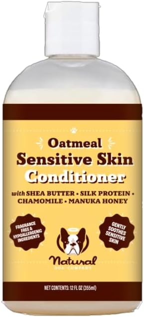 Sensitive Skin Dog Shampoo – Hypoallergenic Oatmeal Anti Itch Shampoo for Dogs, Gentle Puppy & Dog Wash with Aloe Vera, Manuka Honey & Chamomile, Odor Control, 12 oz