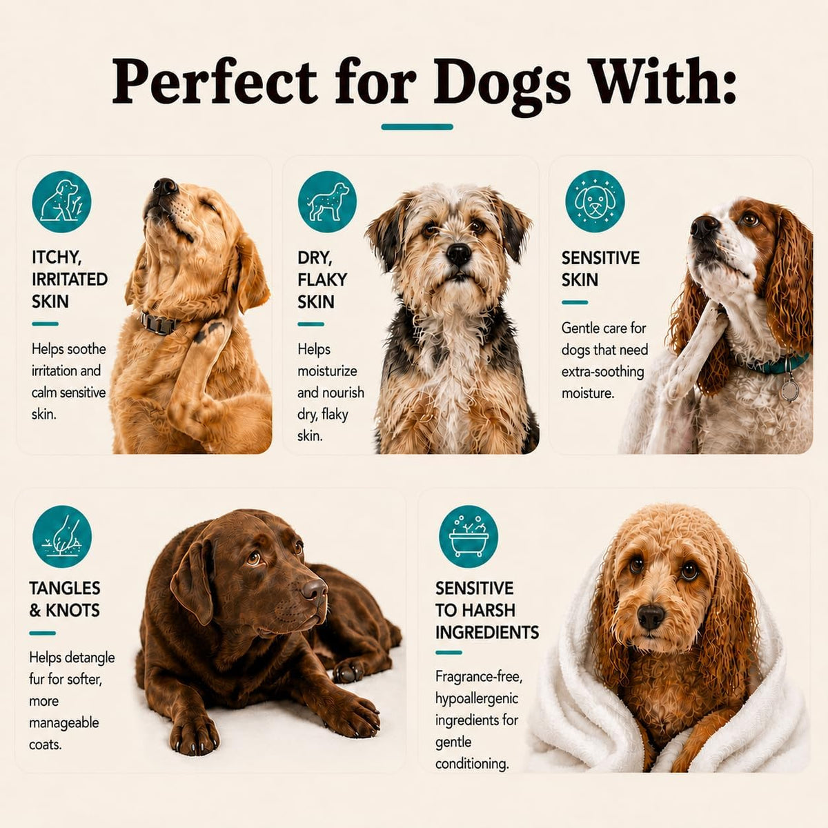 Sensitive Skin Dog Shampoo – Hypoallergenic Oatmeal Anti Itch Shampoo for Dogs, Gentle Puppy & Dog Wash with Aloe Vera, Manuka Honey & Chamomile, Odor Control, 12 oz