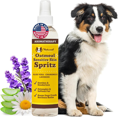 Sensitive Skin Dog Shampoo – Hypoallergenic Oatmeal Anti Itch Shampoo for Dogs, Gentle Puppy & Dog Wash with Aloe Vera, Manuka Honey & Chamomile, Odor Control, 12 oz