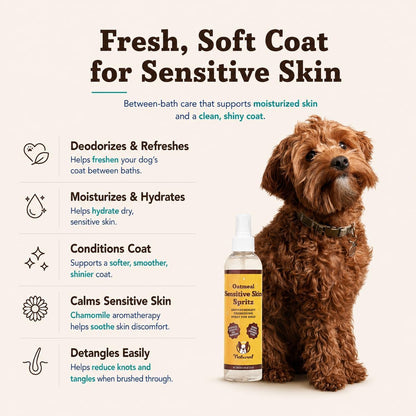 Sensitive Skin Dog Shampoo – Hypoallergenic Oatmeal Anti Itch Shampoo for Dogs, Gentle Puppy & Dog Wash with Aloe Vera, Manuka Honey & Chamomile, Odor Control, 12 oz
