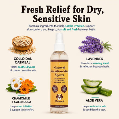 Sensitive Skin Dog Shampoo – Hypoallergenic Oatmeal Anti Itch Shampoo for Dogs, Gentle Puppy & Dog Wash with Aloe Vera, Manuka Honey & Chamomile, Odor Control, 12 oz