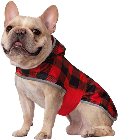 2-in-1 Reversible Dog Raincoat Hooded Poncho Rain Jacket Teal Dino L
