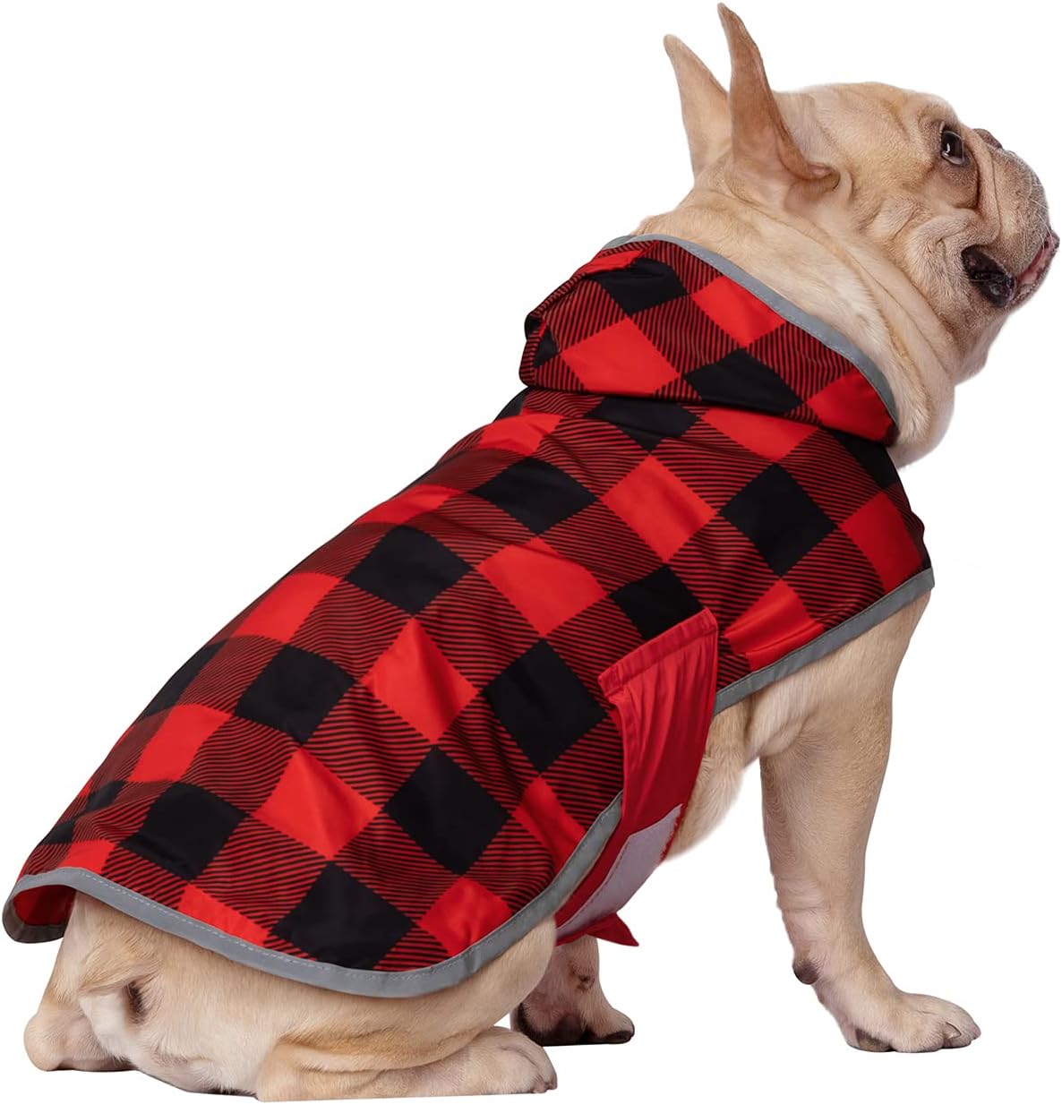 2-in-1 Reversible Dog Raincoat Hooded Poncho Rain Jacket Teal Dino L