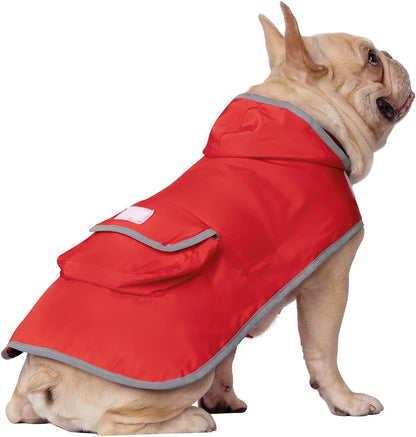 2-in-1 Reversible Dog Raincoat Hooded Poncho Rain Jacket Teal Dino L