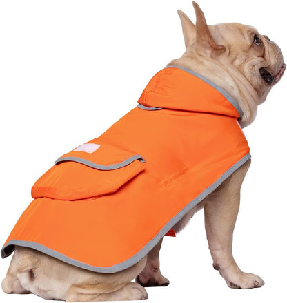 2-in-1 Reversible Dog Raincoat Hooded Poncho Rain Jacket Teal Dino L