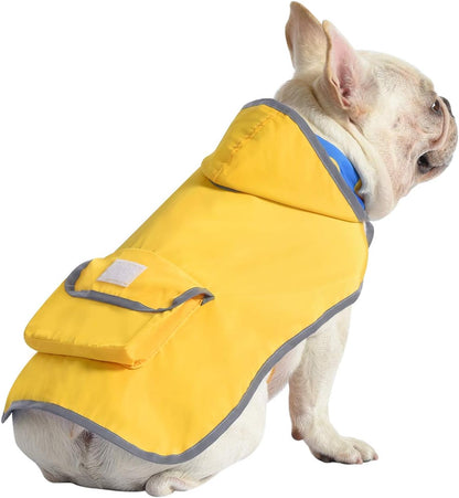 2-in-1 Reversible Dog Raincoat Hooded Poncho Rain Jacket Teal Dino L