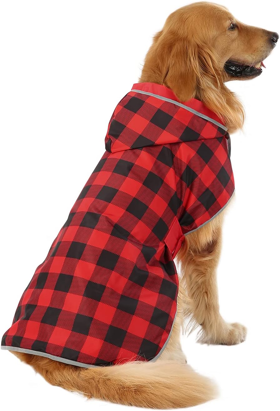 2-in-1 Reversible Dog Raincoat Hooded Poncho Rain Jacket Teal Dino L