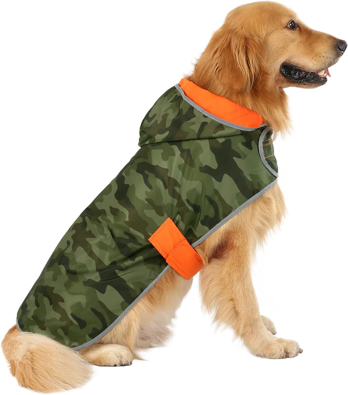 2-in-1 Reversible Dog Raincoat Hooded Poncho Rain Jacket Teal Dino L