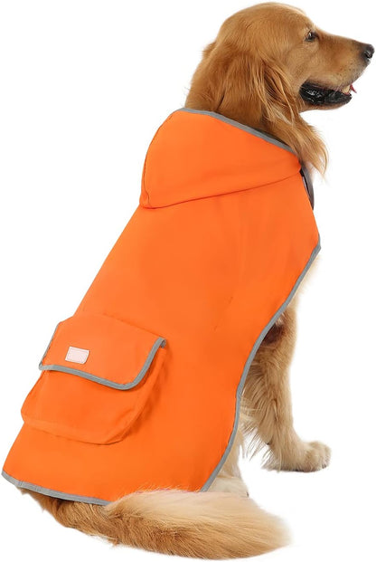 2-in-1 Reversible Dog Raincoat Hooded Poncho Rain Jacket Teal Dino L