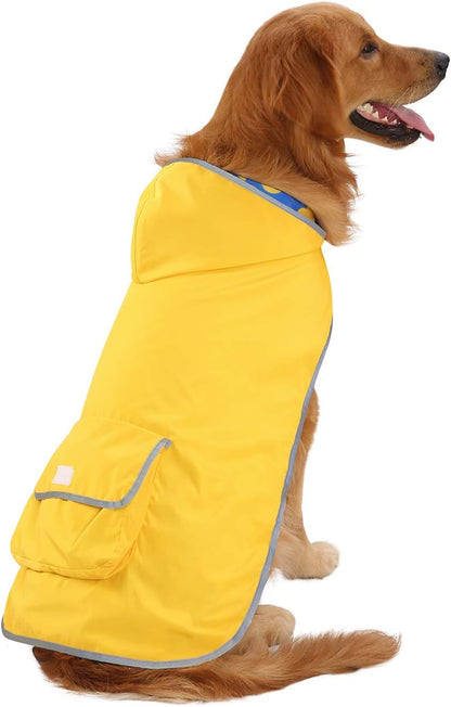 2-in-1 Reversible Dog Raincoat Hooded Poncho Rain Jacket Teal Dino L