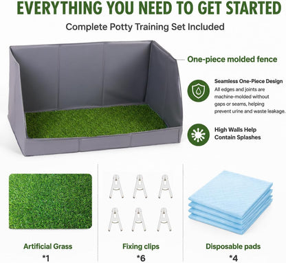 Dog Potty Tray with High Walls and Artificial Grass, 32" x 21"x 16"
