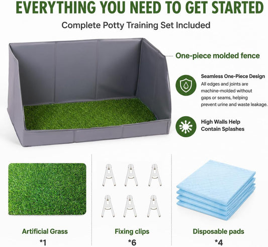 Dog Potty Tray with High Walls and Artificial Grass, 32" x 21"x 16"