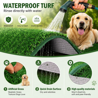 Dog Potty Tray with High Walls and Artificial Grass, 32" x 21"x 16"