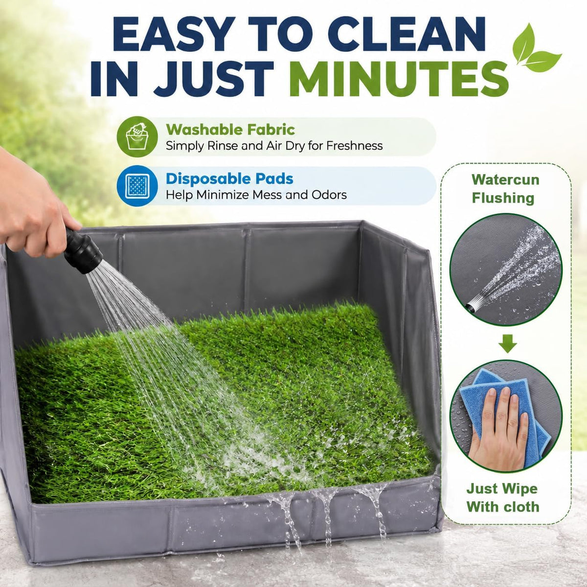 Dog Potty Tray with High Walls and Artificial Grass, 32" x 21"x 16"