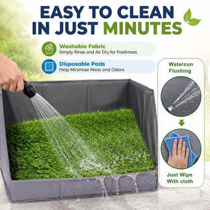 Dog Potty Tray with High Walls and Artificial Grass, 32" x 21"x 16"