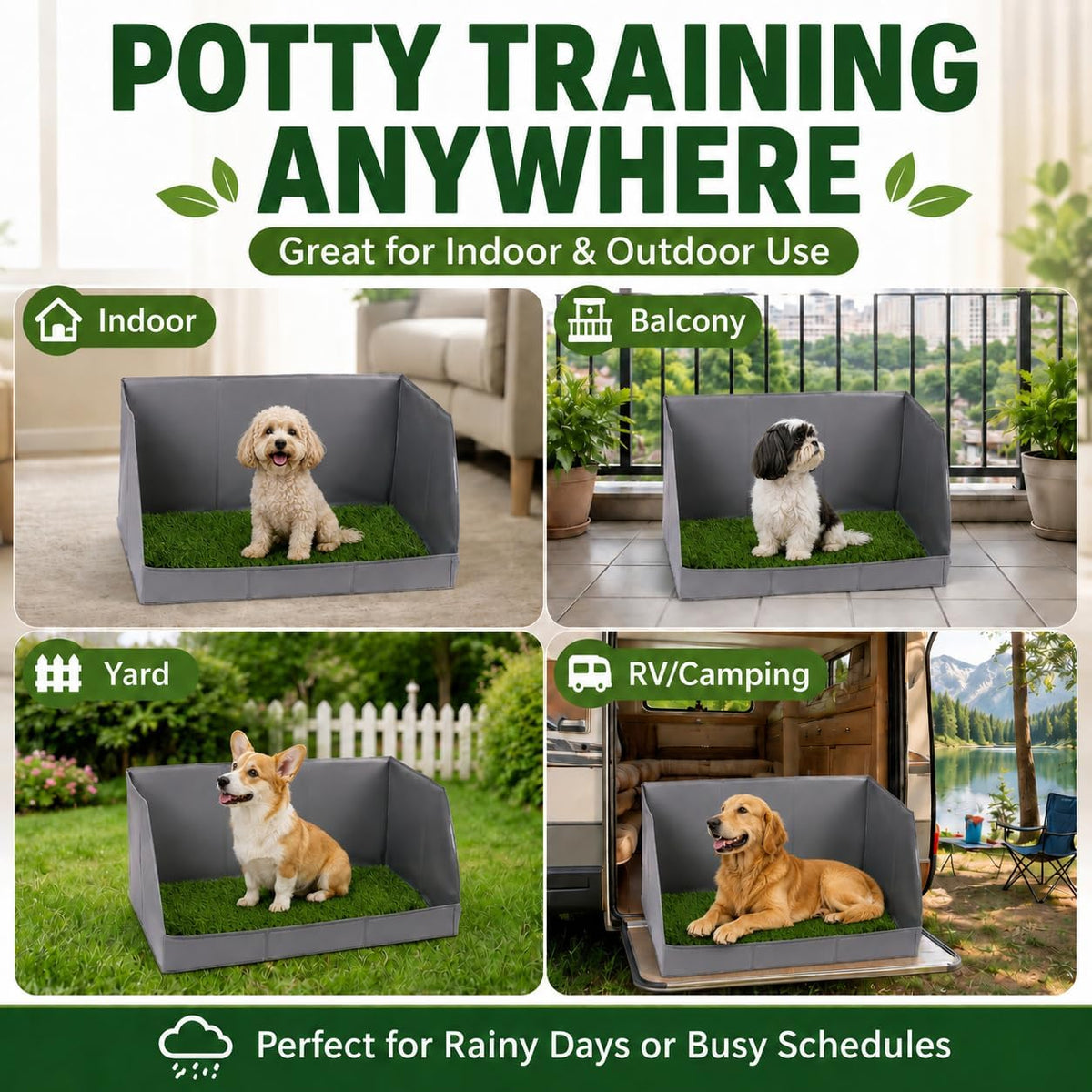 Dog Potty Tray with High Walls and Artificial Grass, 32" x 21"x 16"