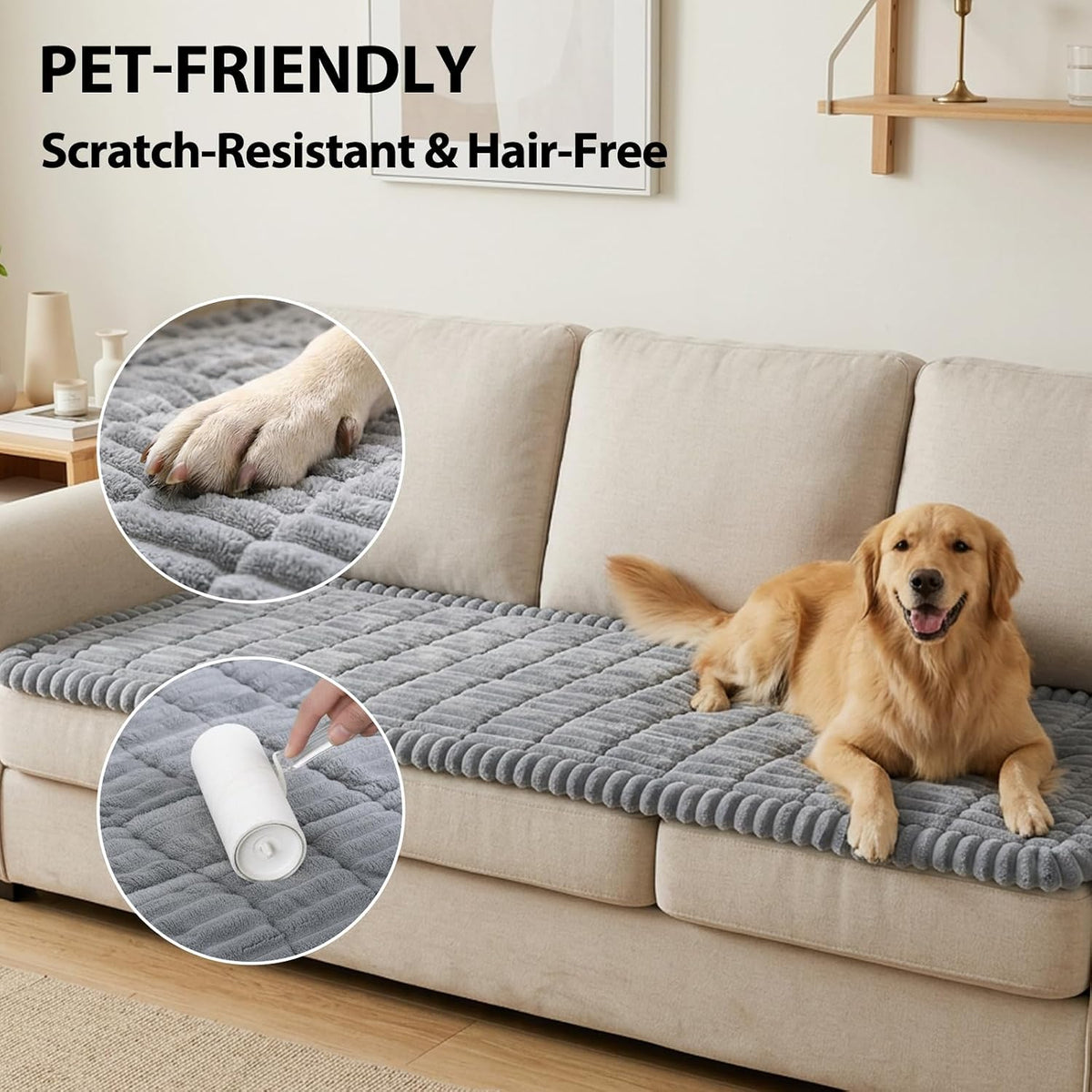 Waterproof Flannel Dog Couch Cover, 27.6" x 59", Light Gray