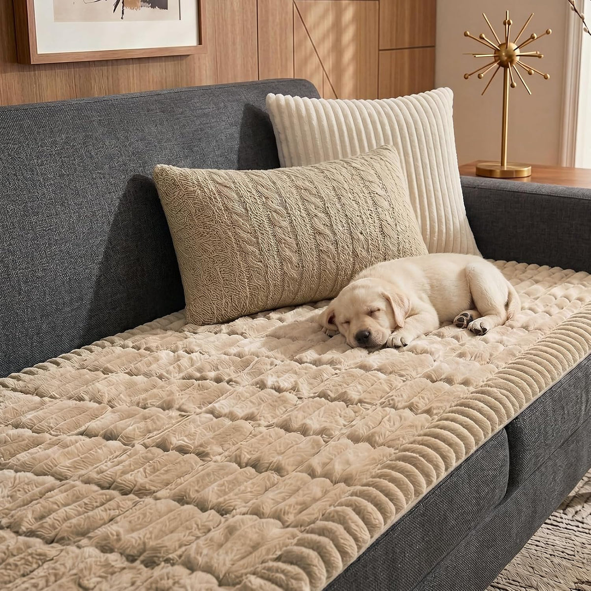Waterproof Flannel Dog Couch Cover, 27.6" x 59", Light Gray