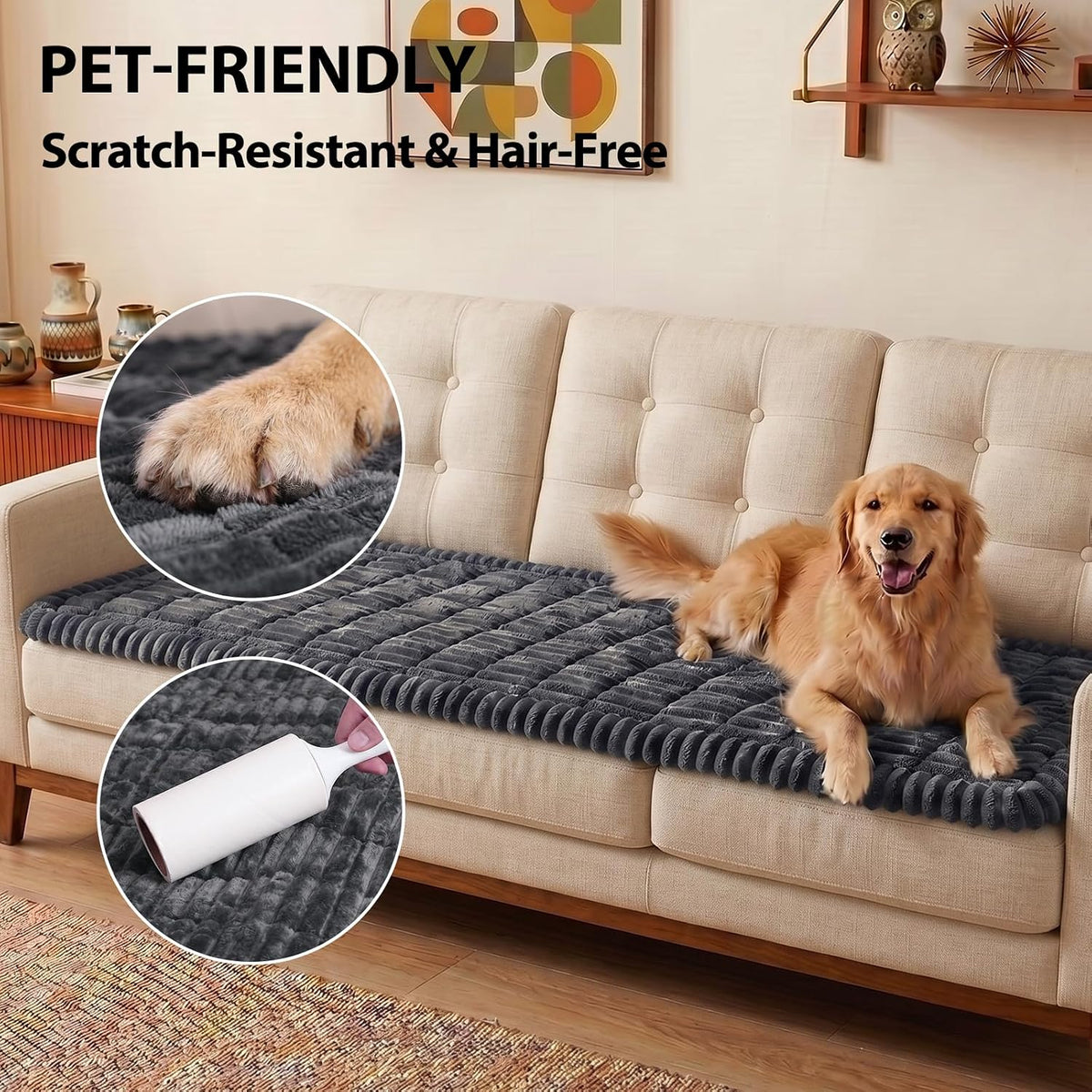 Waterproof Flannel Dog Couch Cover, 27.6" x 59", Light Gray
