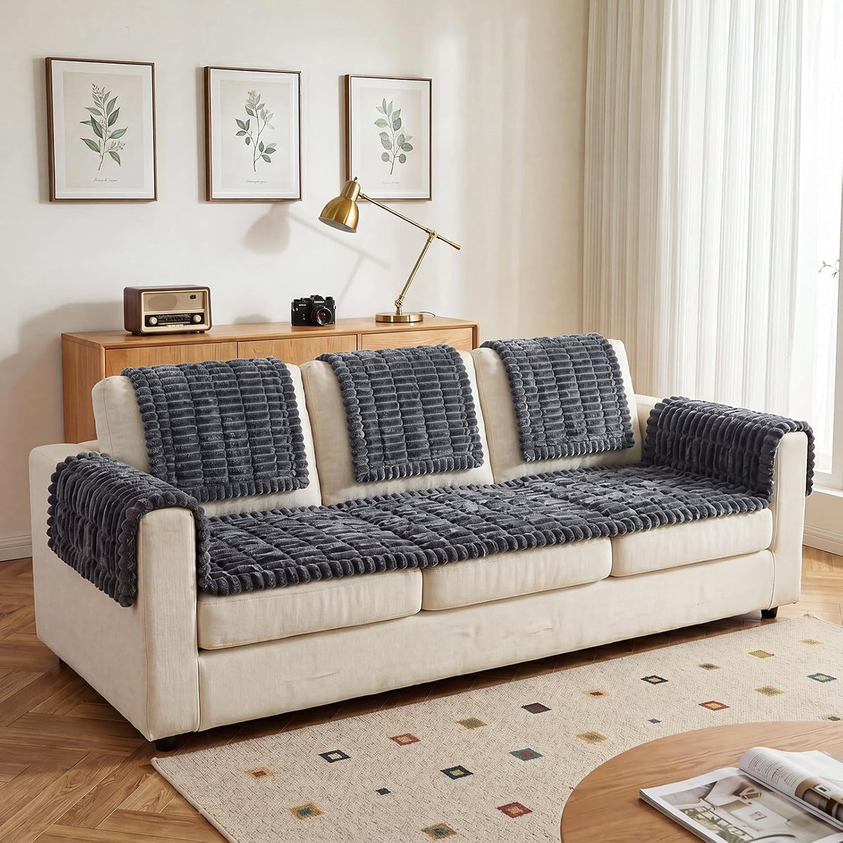 Waterproof Flannel Dog Couch Cover, 27.6" x 59", Light Gray