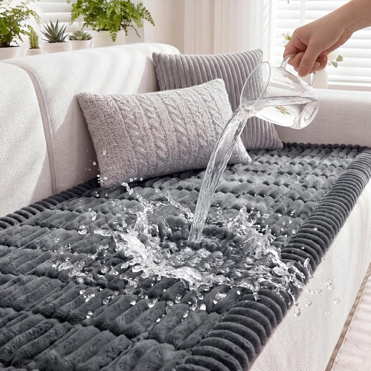 Waterproof Flannel Dog Couch Cover, 27.6" x 59", Light Gray