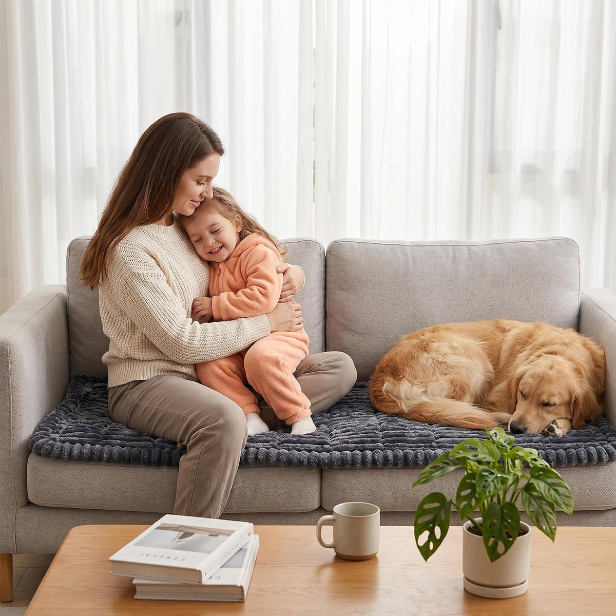 Waterproof Flannel Dog Couch Cover, 27.6" x 59", Light Gray