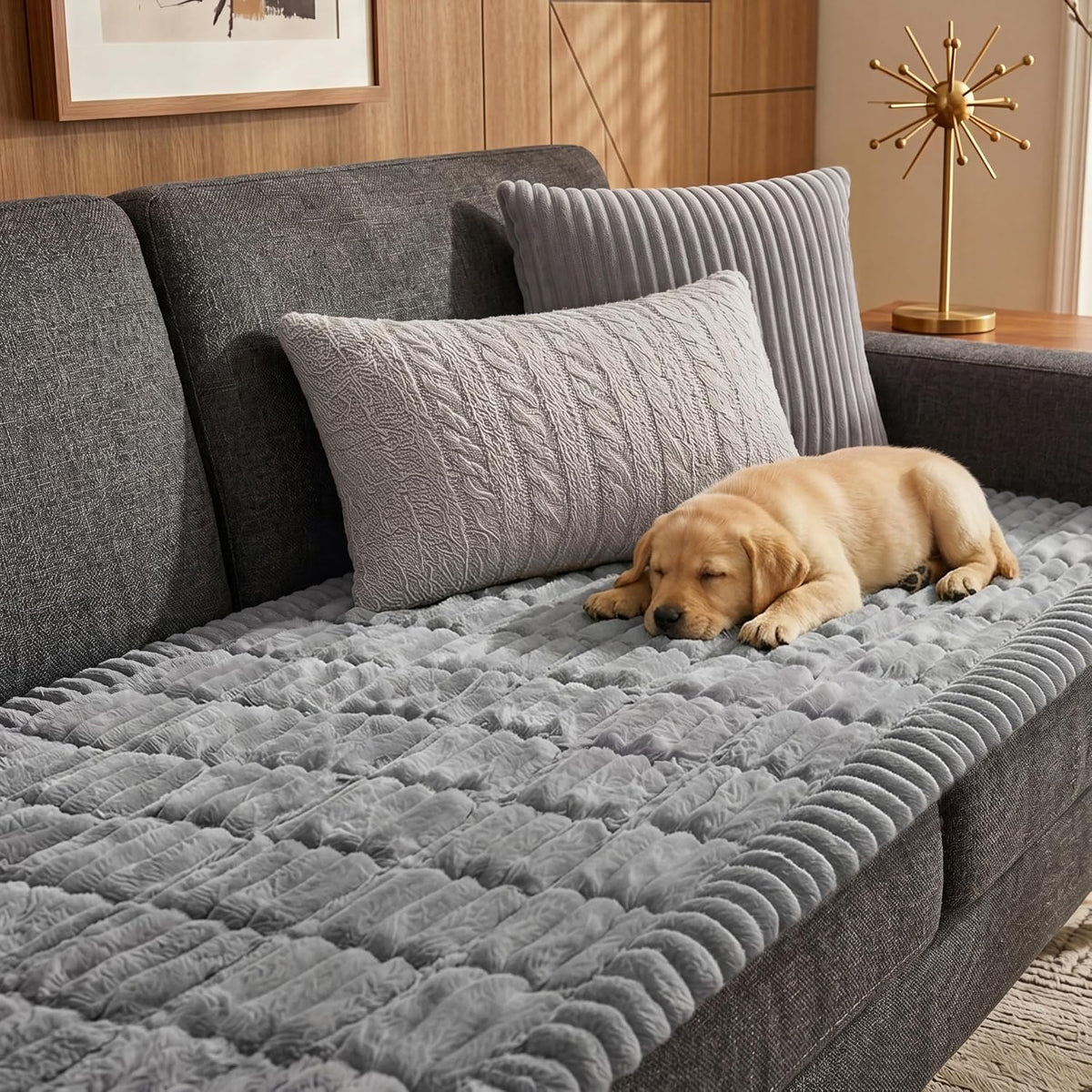 Waterproof Flannel Dog Couch Cover, 27.6" x 59", Light Gray
