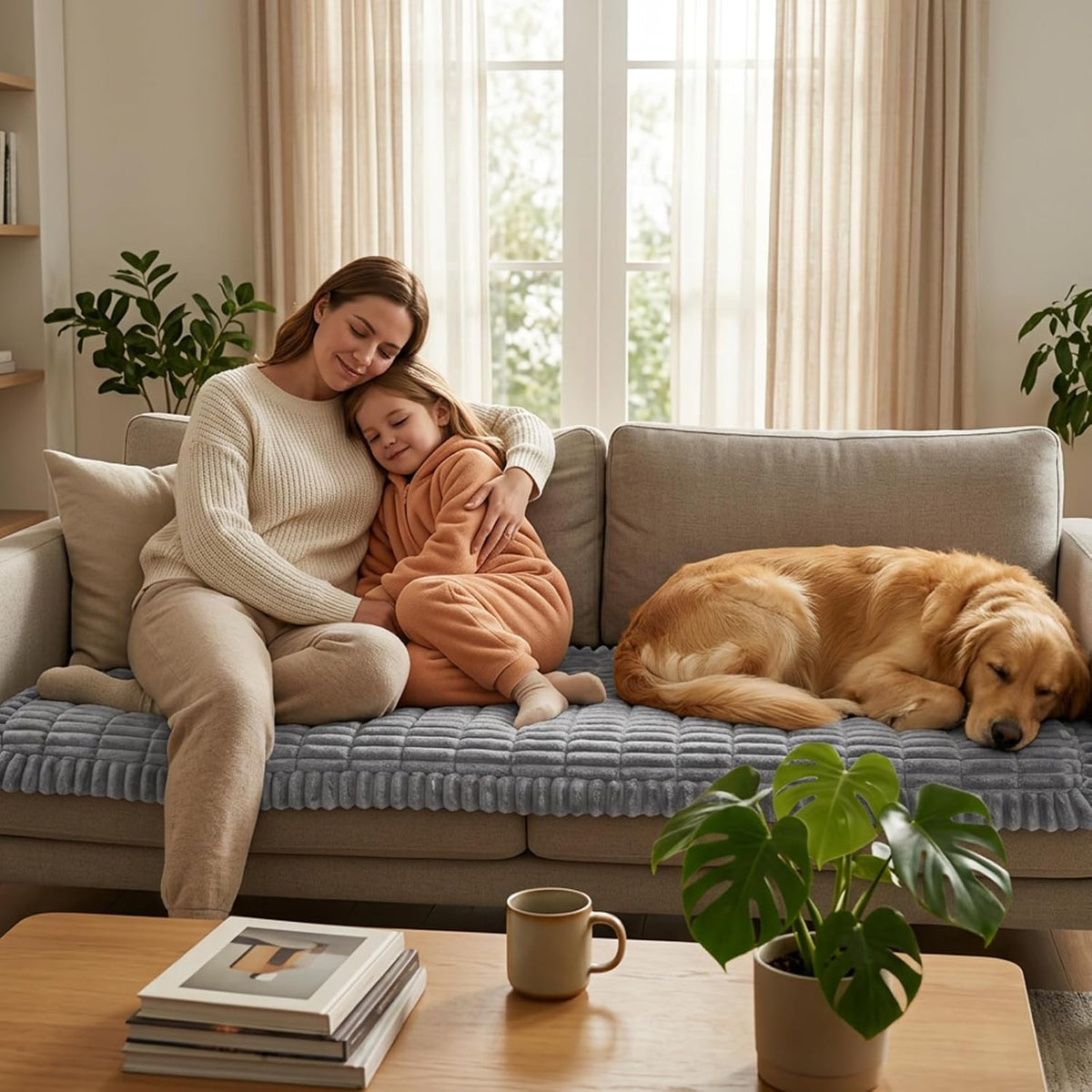 Waterproof Flannel Dog Couch Cover, 27.6" x 59", Light Gray