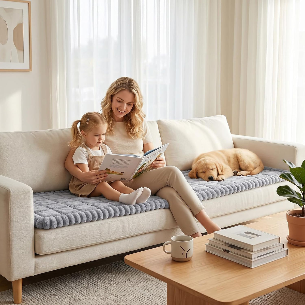 Waterproof Flannel Dog Couch Cover, 27.6" x 59", Light Gray