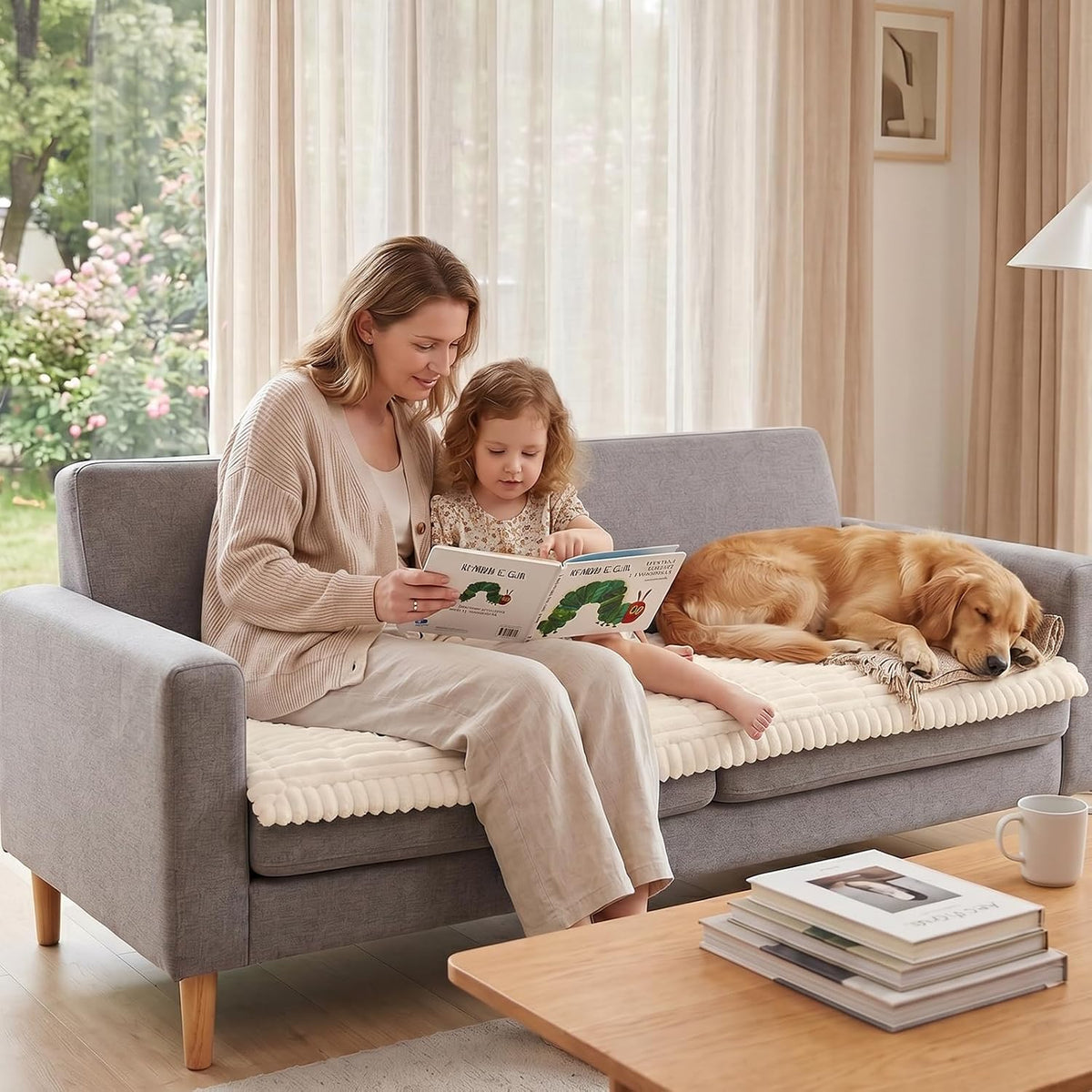 Waterproof Flannel Dog Couch Cover, 27.6" x 59", Light Gray