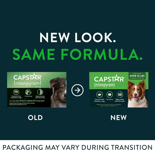 for Dogs (nitenpyram), Fast-Acting Oral Flea Treatment for Dogs Over 25+ lbs, Vet-Recommended Flea Medication Tablets Start Killing in 30 Minutes, 6 Doses