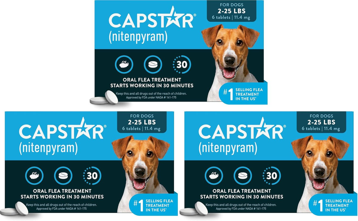 for Dogs (nitenpyram), Fast-Acting Oral Flea Treatment for Dogs Over 25+ lbs, Vet-Recommended Flea Medication Tablets Start Killing in 30 Minutes, 6 Doses