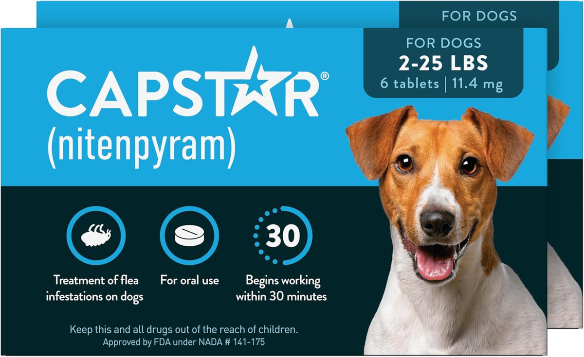 for Dogs (nitenpyram), Fast-Acting Oral Flea Treatment for Dogs Over 25+ lbs, Vet-Recommended Flea Medication Tablets Start Killing in 30 Minutes, 6 Doses