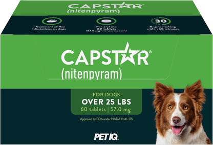 for Dogs (nitenpyram), Fast-Acting Oral Flea Treatment for Dogs Over 25+ lbs, Vet-Recommended Flea Medication Tablets Start Killing in 30 Minutes, 6 Doses