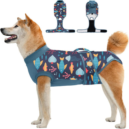 Recovery Suit for Dogs Cats,Female Male Dog Onesie for Spay Neuter,Substitute E-Collar & Cone,Anti-Licking Breathable Onesie for Small Medium Large Dogs Cats (Fish,XL)
