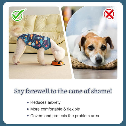Recovery Suit for Dogs Cats,Female Male Dog Onesie for Spay Neuter,Substitute E-Collar & Cone,Anti-Licking Breathable Onesie for Small Medium Large Dogs Cats (Fish,XL)