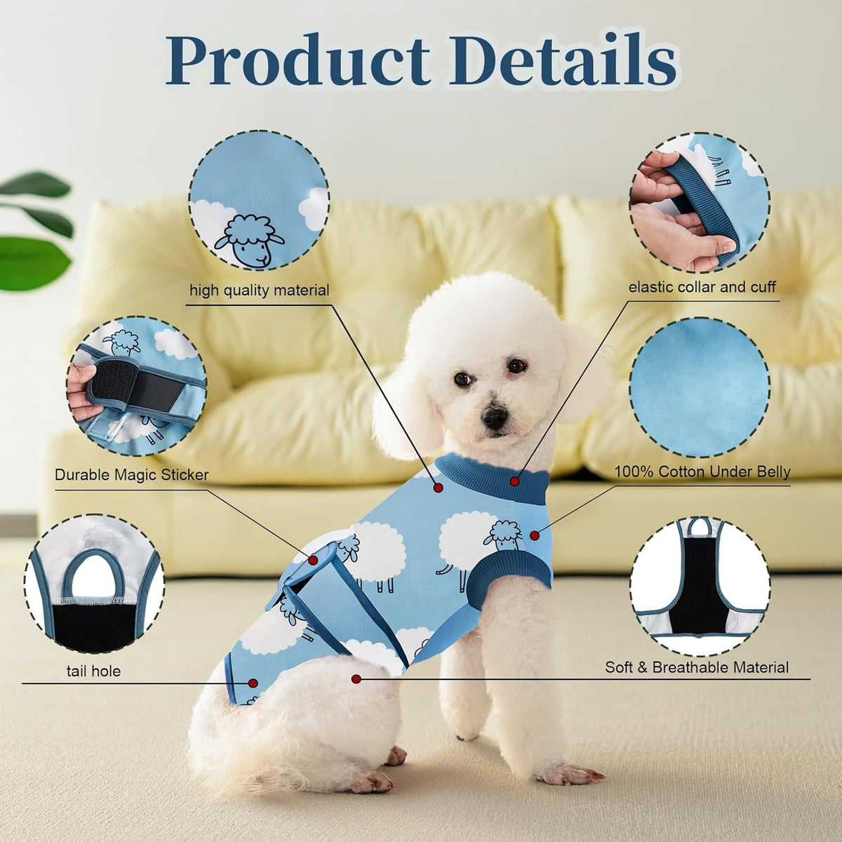 Recovery Suit for Dogs Cats,Female Male Dog Onesie for Spay Neuter,Substitute E-Collar & Cone,Anti-Licking Breathable Onesie for Small Medium Large Dogs Cats (Fish,XL)