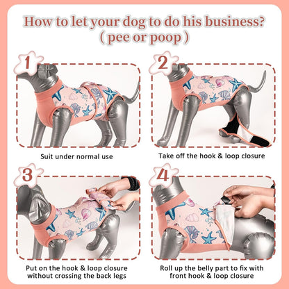 Recovery Suit for Dogs Cats,Female Male Dog Onesie for Spay Neuter,Substitute E-Collar & Cone,Anti-Licking Breathable Onesie for Small Medium Large Dogs Cats (Fish,XL)